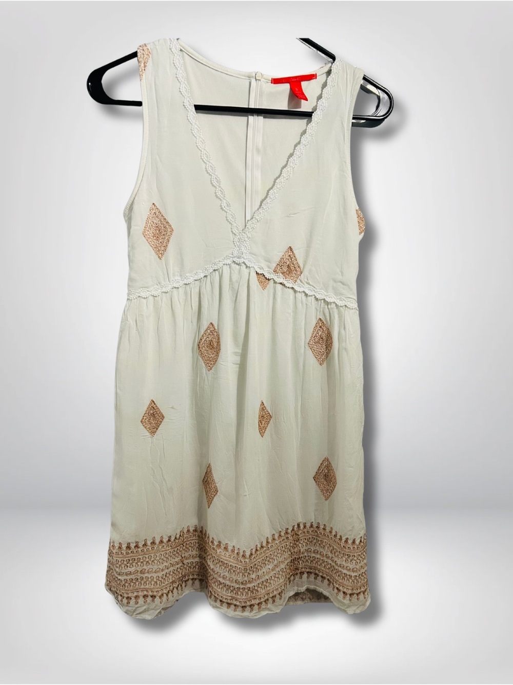 Chelsea & Violet Cream Sleeveless Embroidered Mini Dress